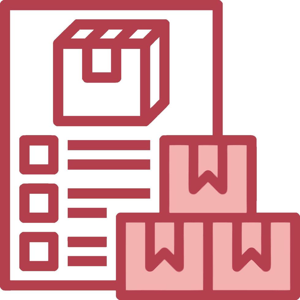 A red and white icon of a box and a check box vector