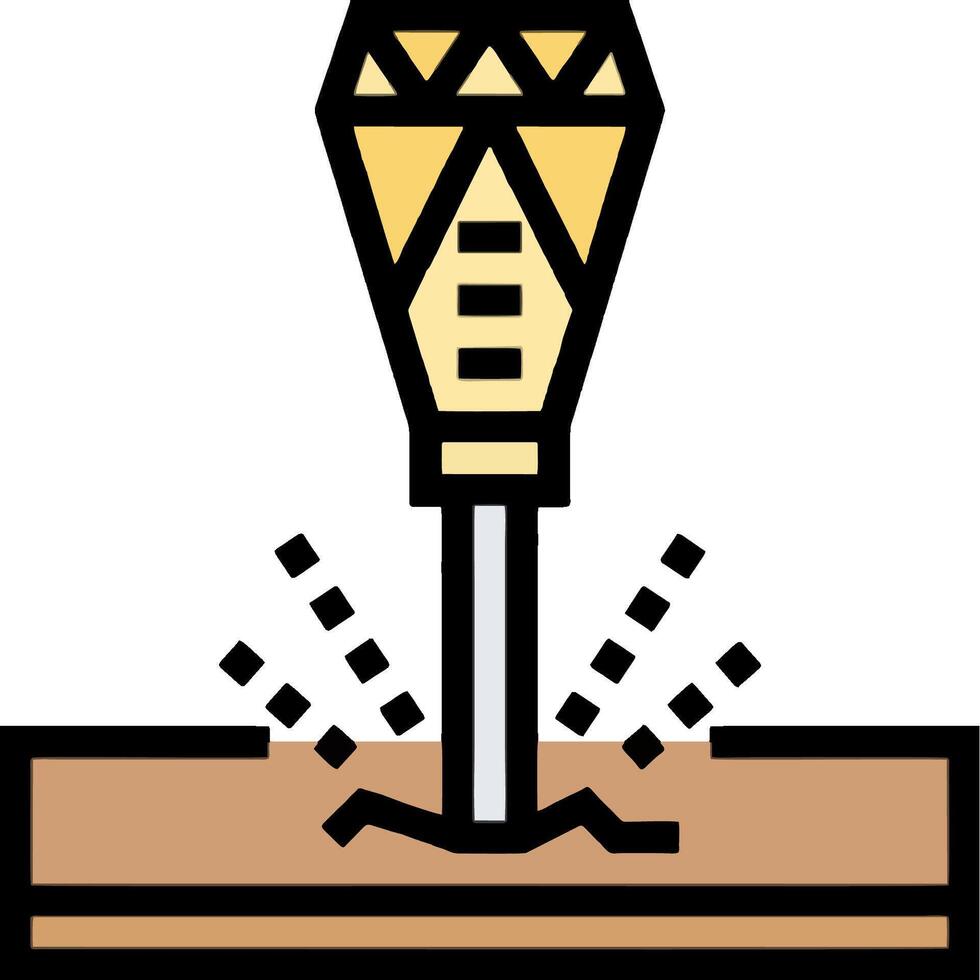 A drill is drilling into a wooden block vector