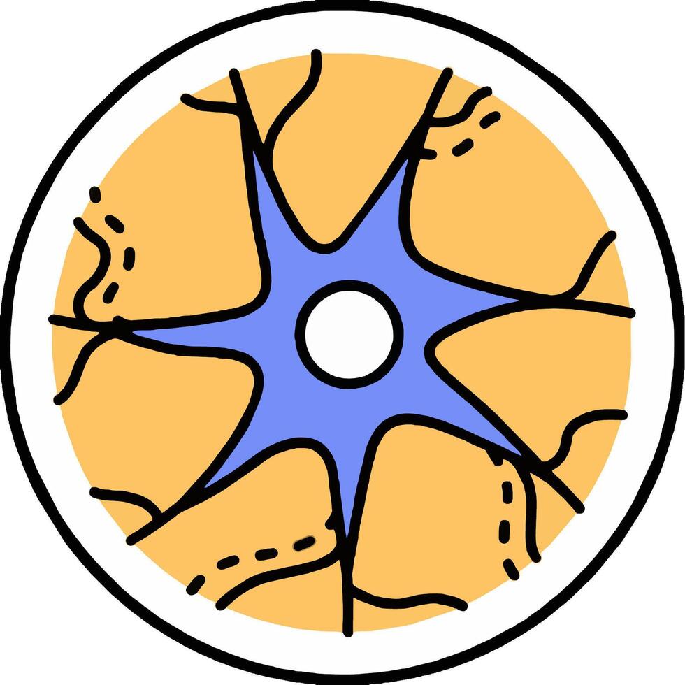 A circular illustration of a brain with a star in the center vector