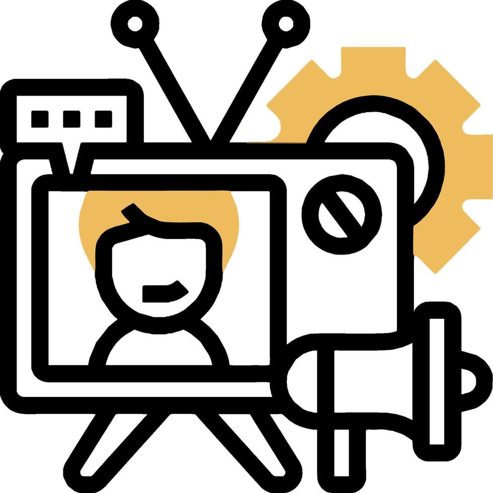 A television with a person on it and a megaphone vector