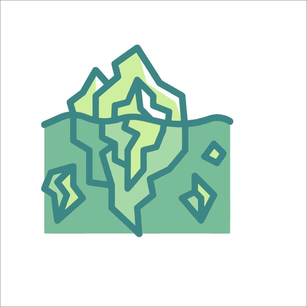 A cartoon iceberg with a green background vector