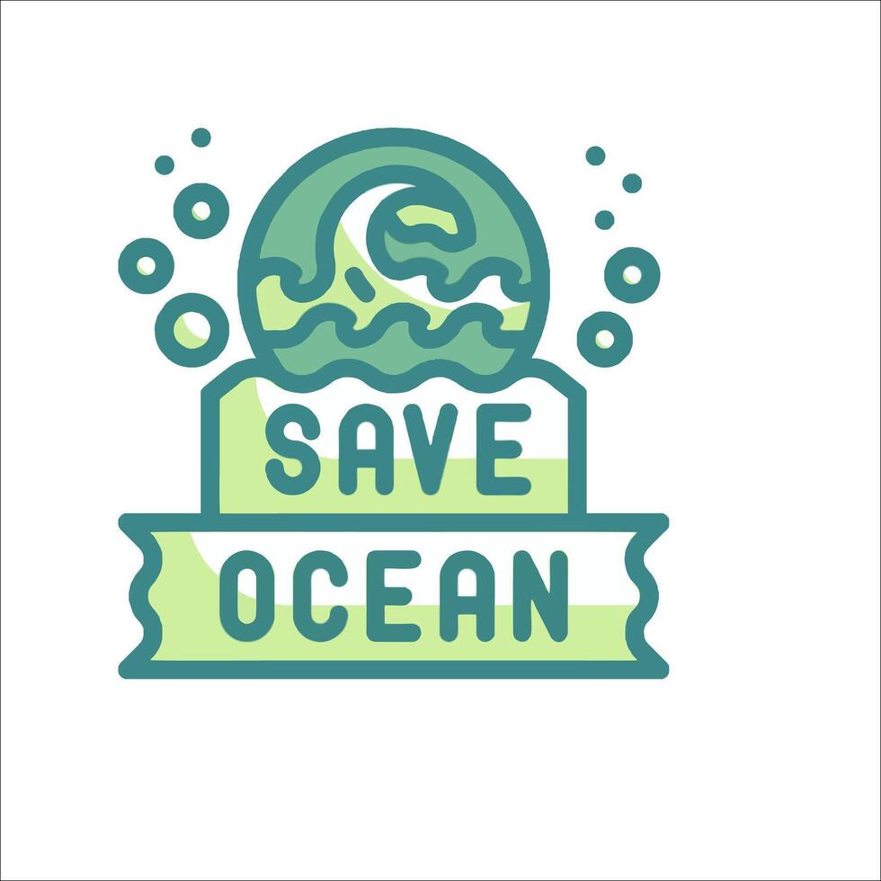 Save ocean logo with waves and text vector