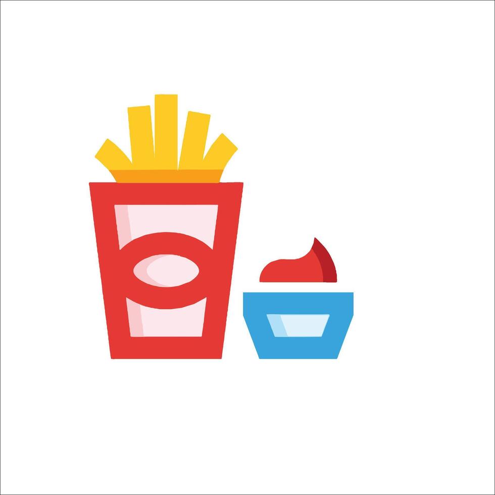 French fries and a cup of ketchup vector