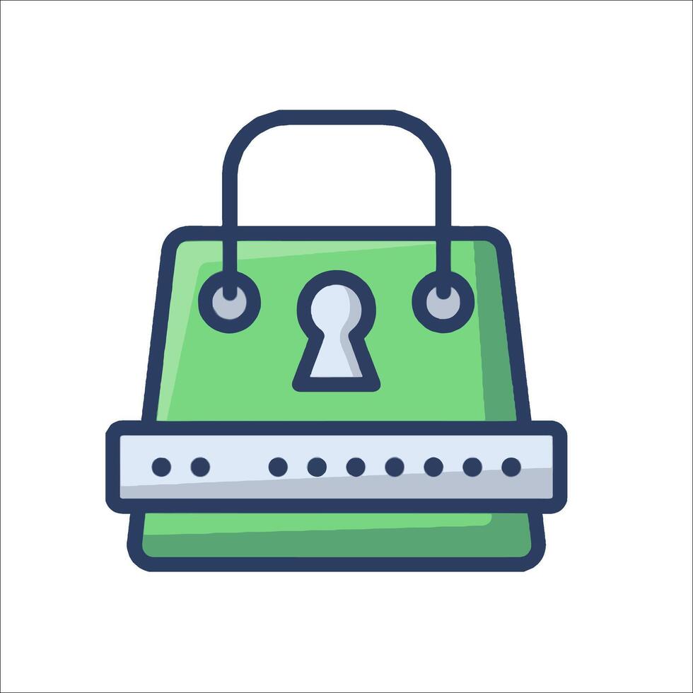 A green bag with a keyhole on it vector