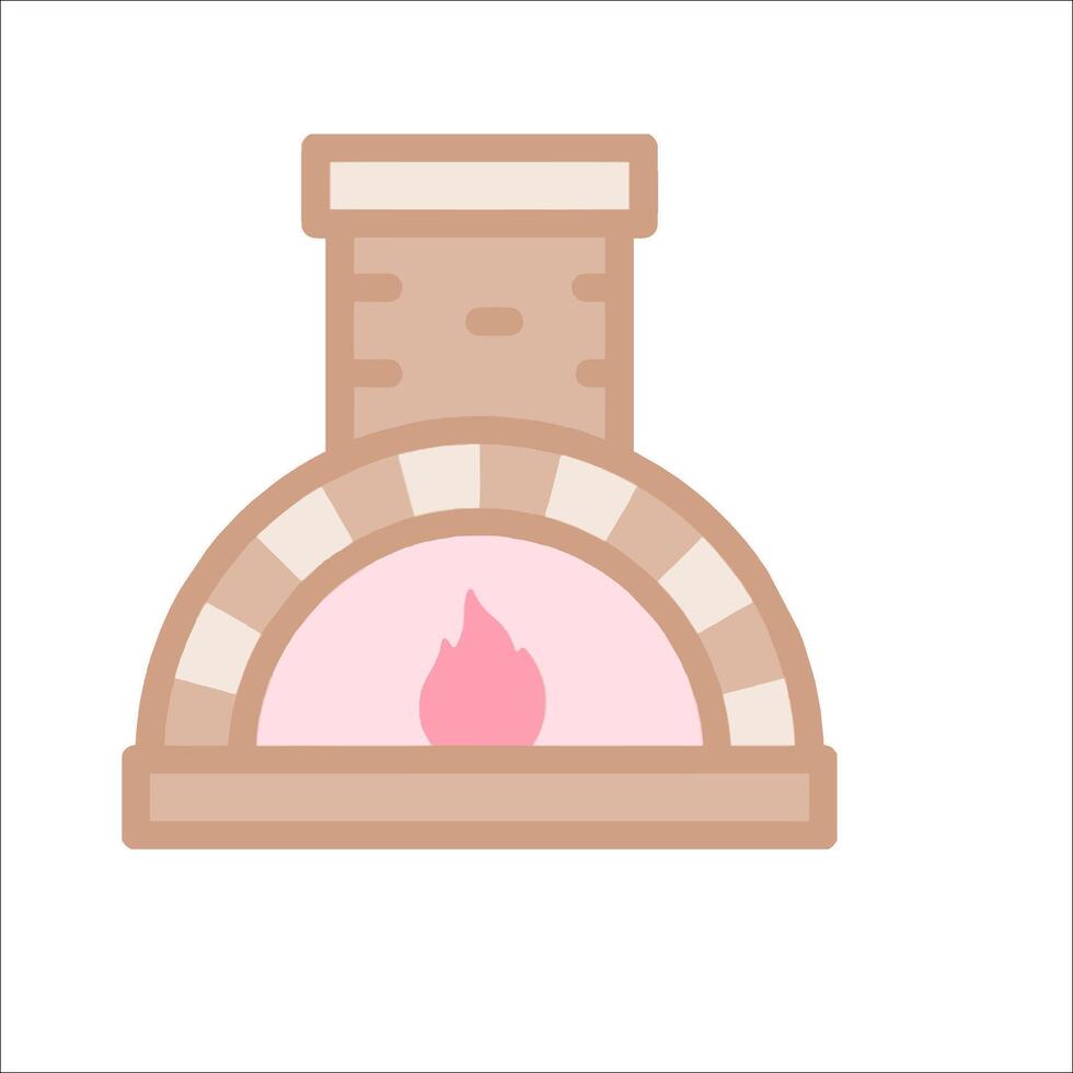 A brick oven with pink fire inside vector