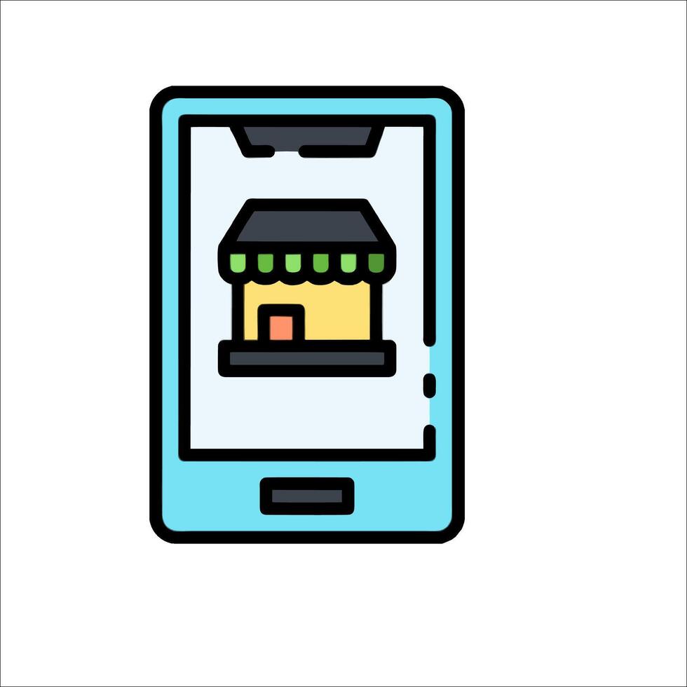 A smartphone with a store on the screen vector