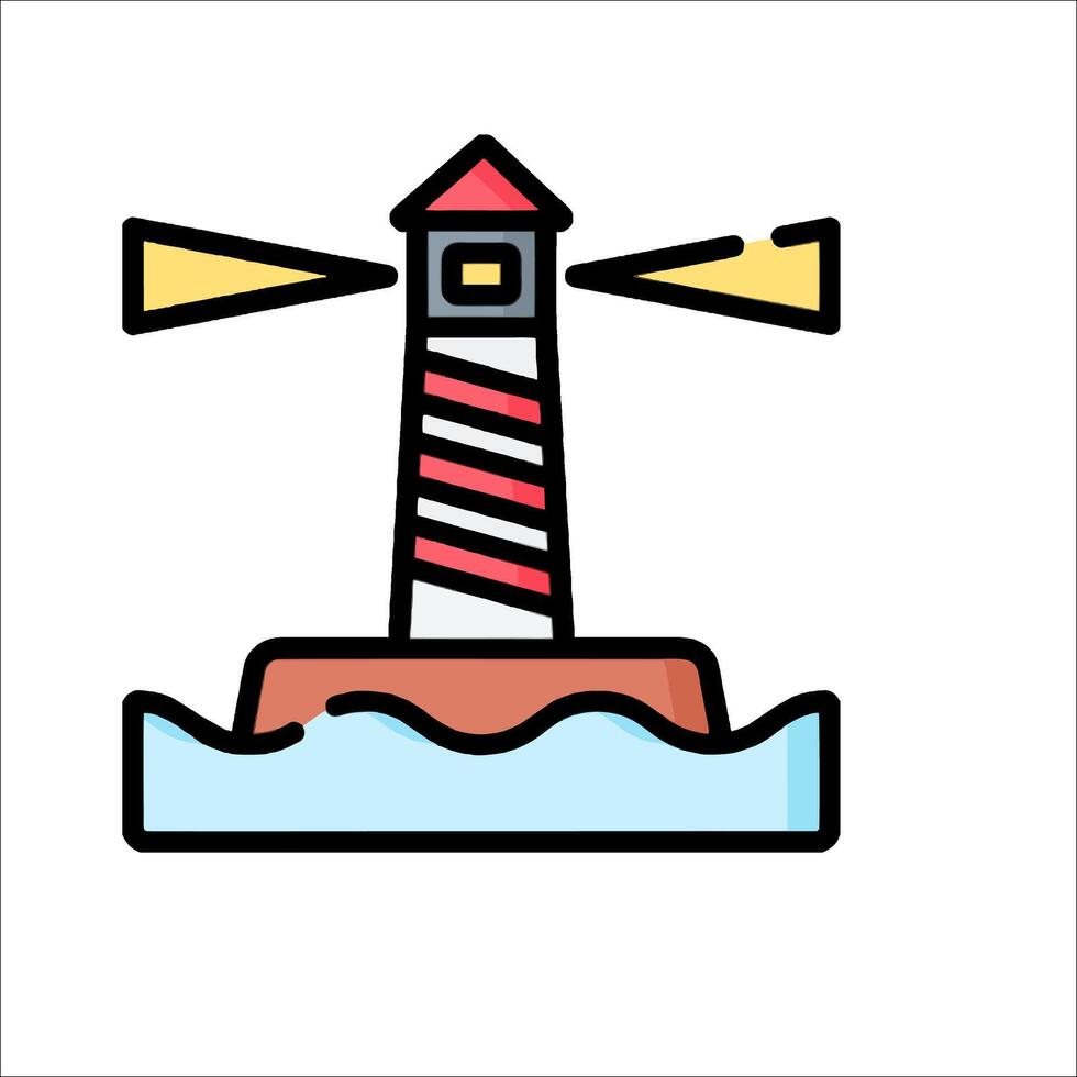 A lighthouse icon with a red and white stripe vector