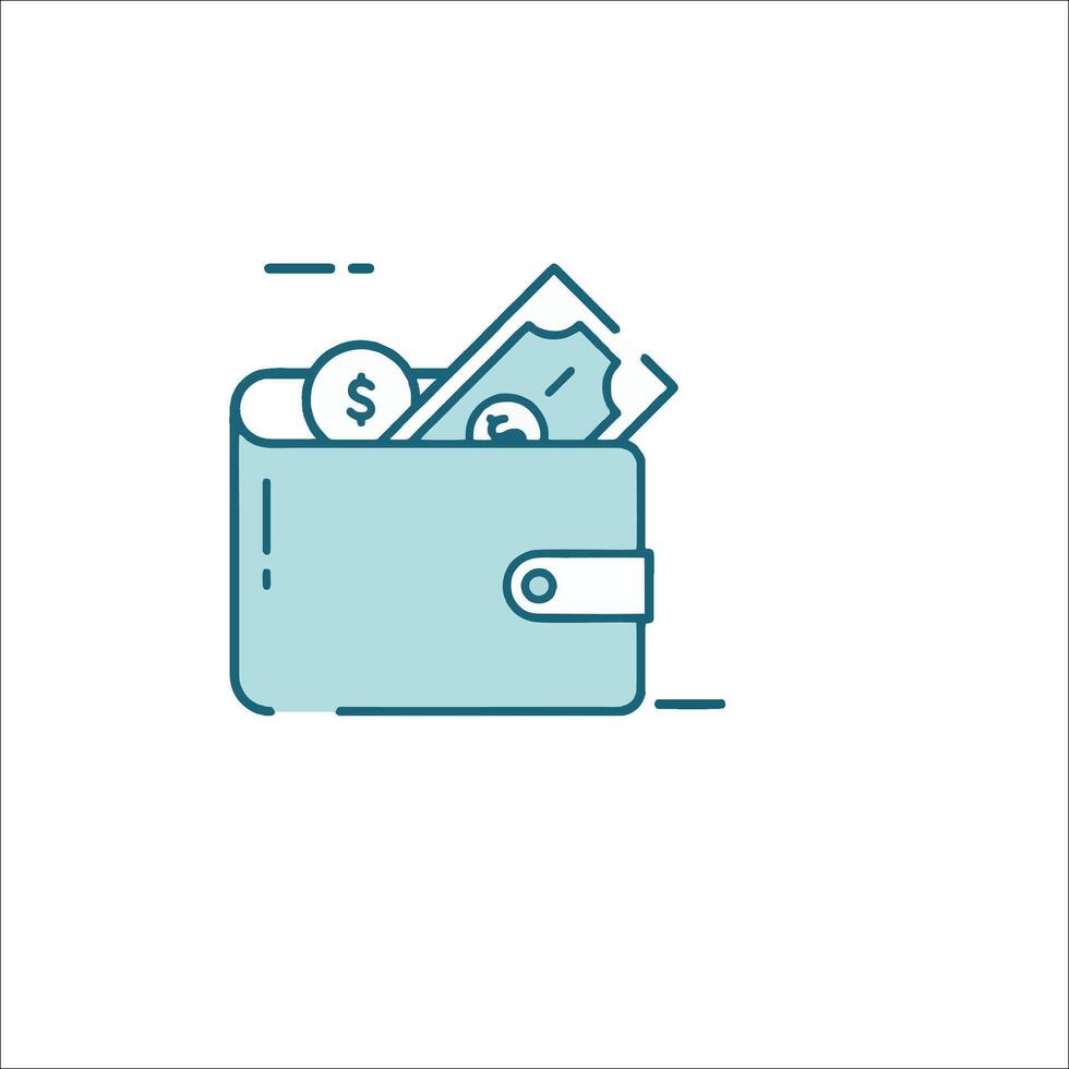 Wallet icon with money and dollar sign vector