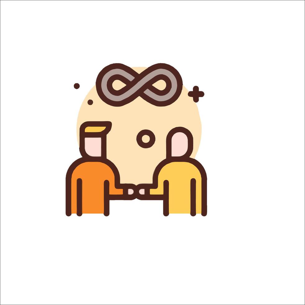 Two people shaking hands with an infinity symbol vector