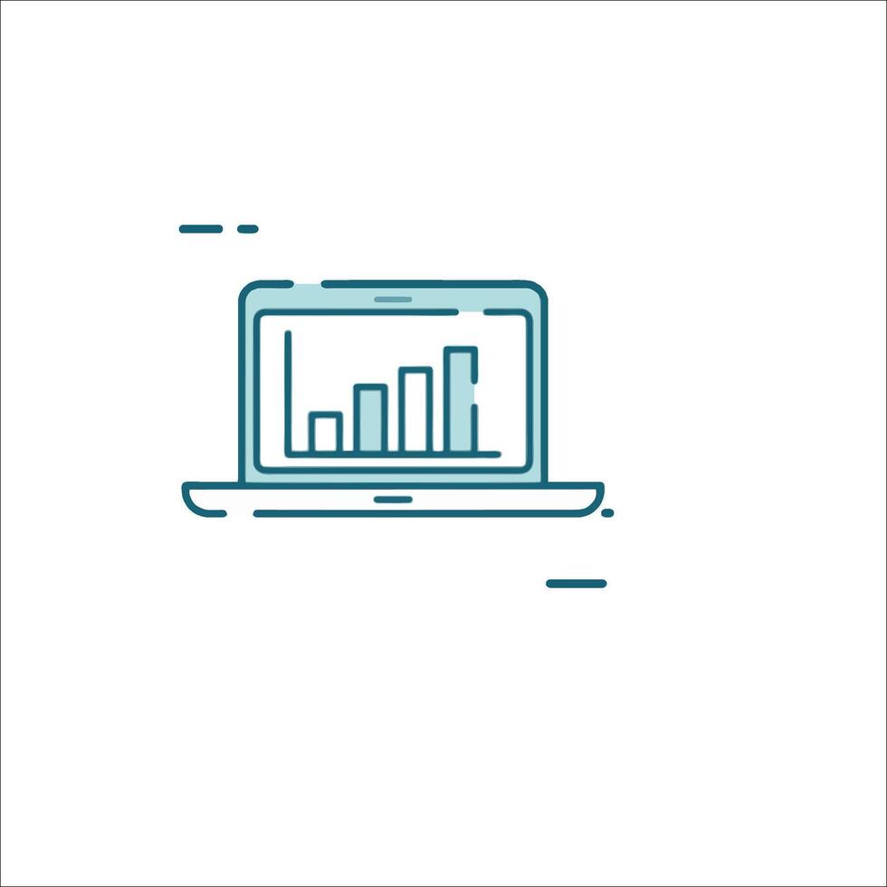 A laptop with a bar chart on it vector
