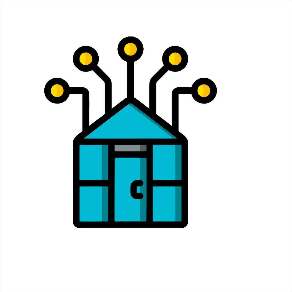 un casa con un computadora y un computadora en parte superior vector