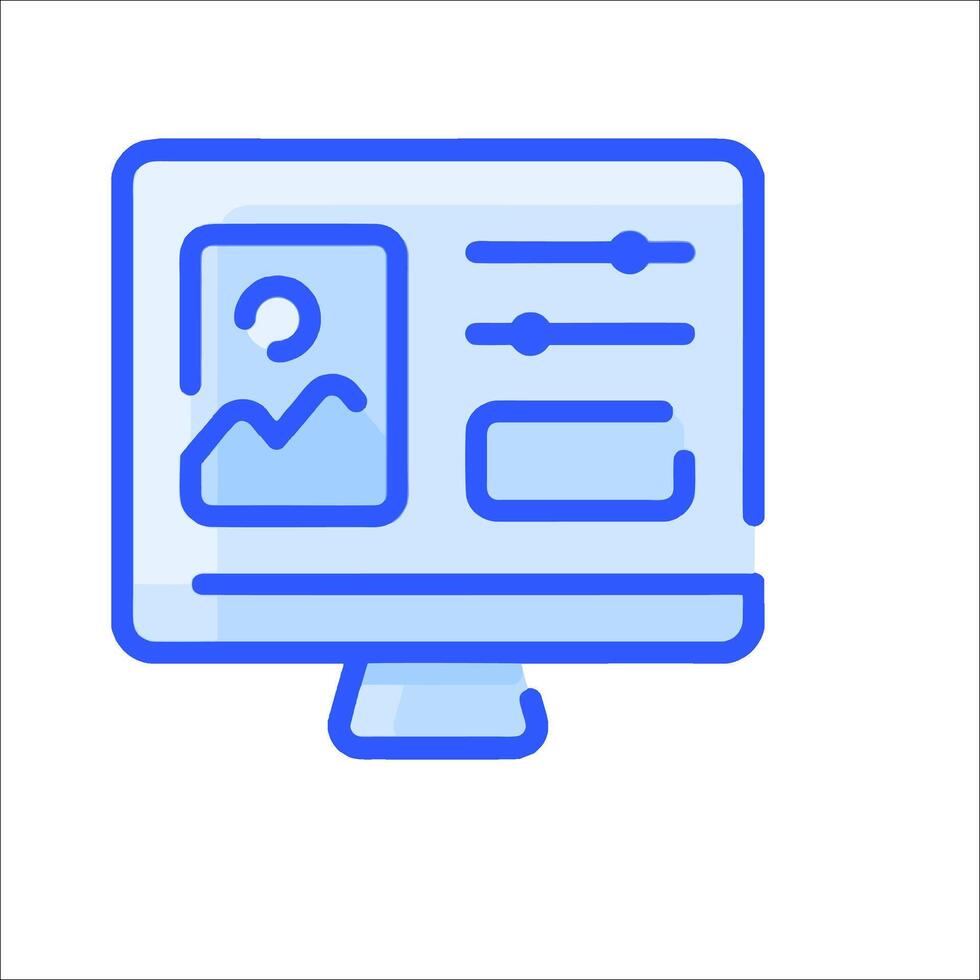 A computer monitor with a picture of a person on it vector