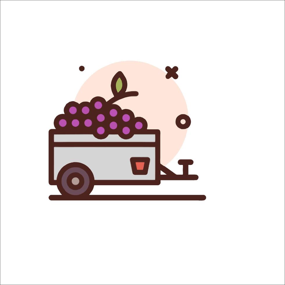 A purple trailer with grapes on it vector
