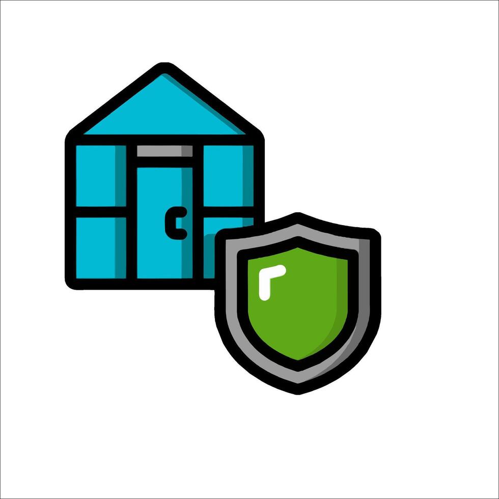 A house with a shield and a shield icon vector