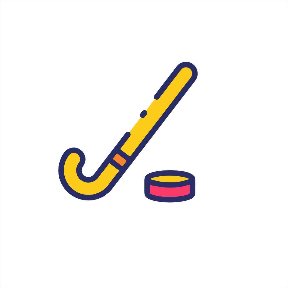 A hockey stick and puck icon vector