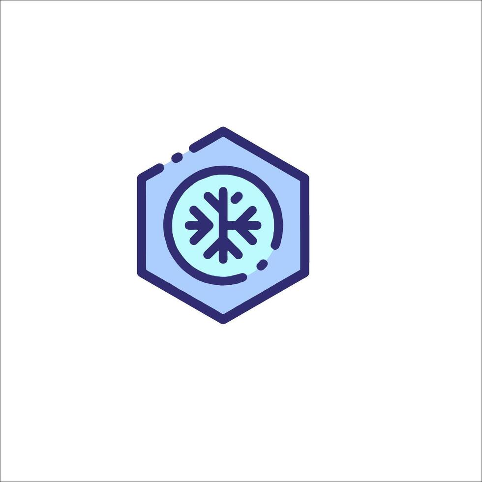 A hexagon with a snowflake on it vector