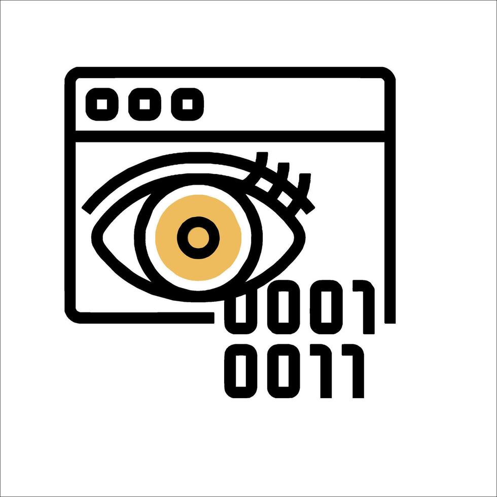 An eye is looking at a computer screen vector