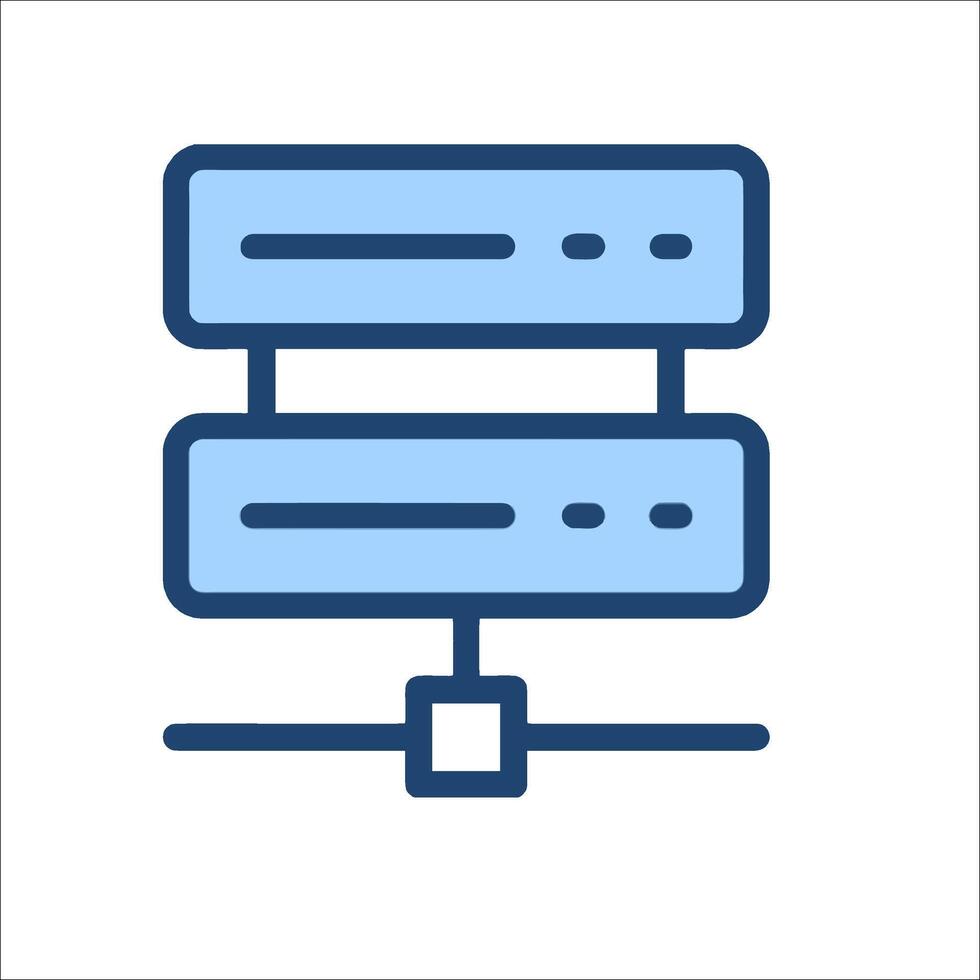 A blue icon of a server rack vector