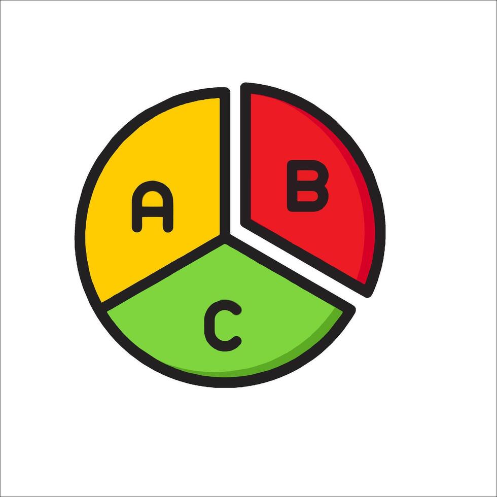 A pie chart with the letters abc and b vector