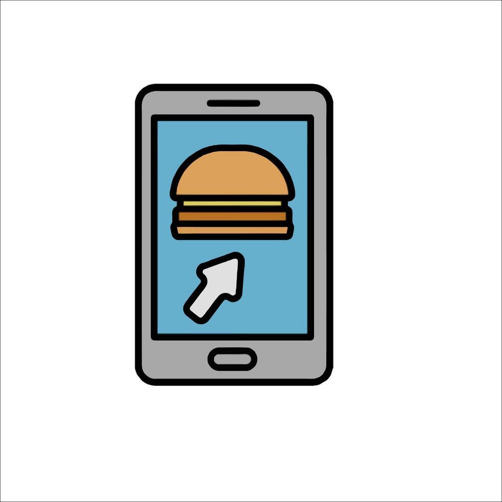 A hamburger is shown on a smartphone screen vector