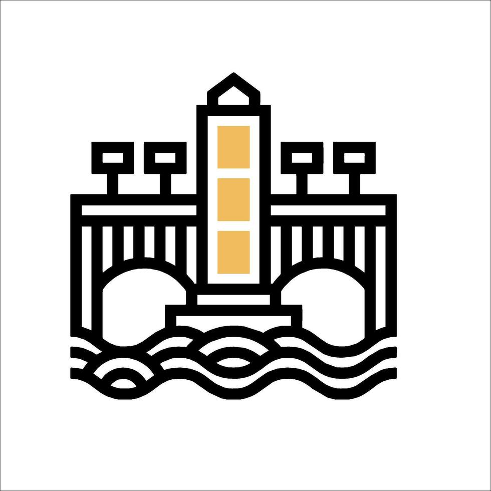 A black and yellow logo for a bridge vector