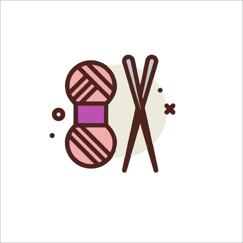 A pair of knitting needles and yarn on a white background vector