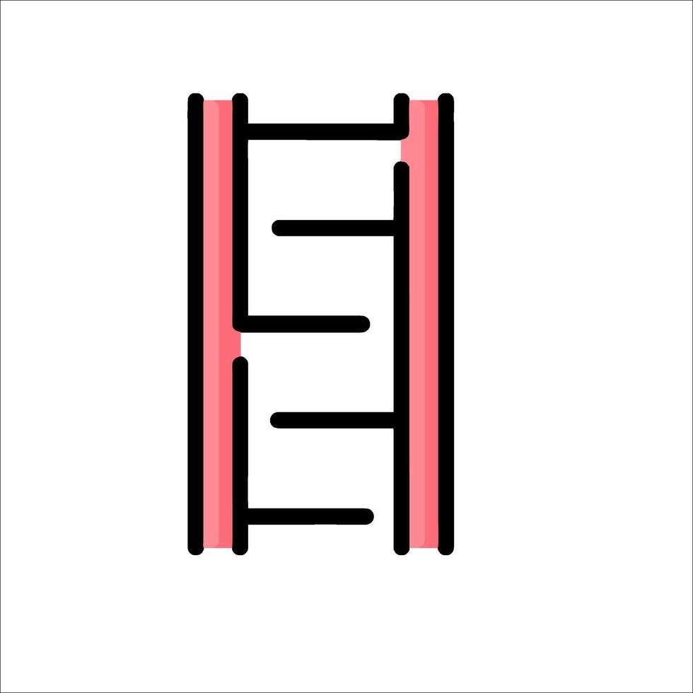 A ladder icon with a red line vector
