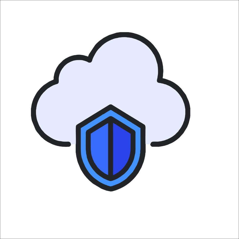 Cloud security icon with shield and cloud vector