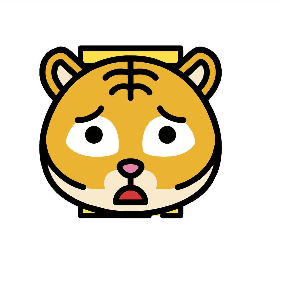 A cartoon tiger face with a sad expression vector