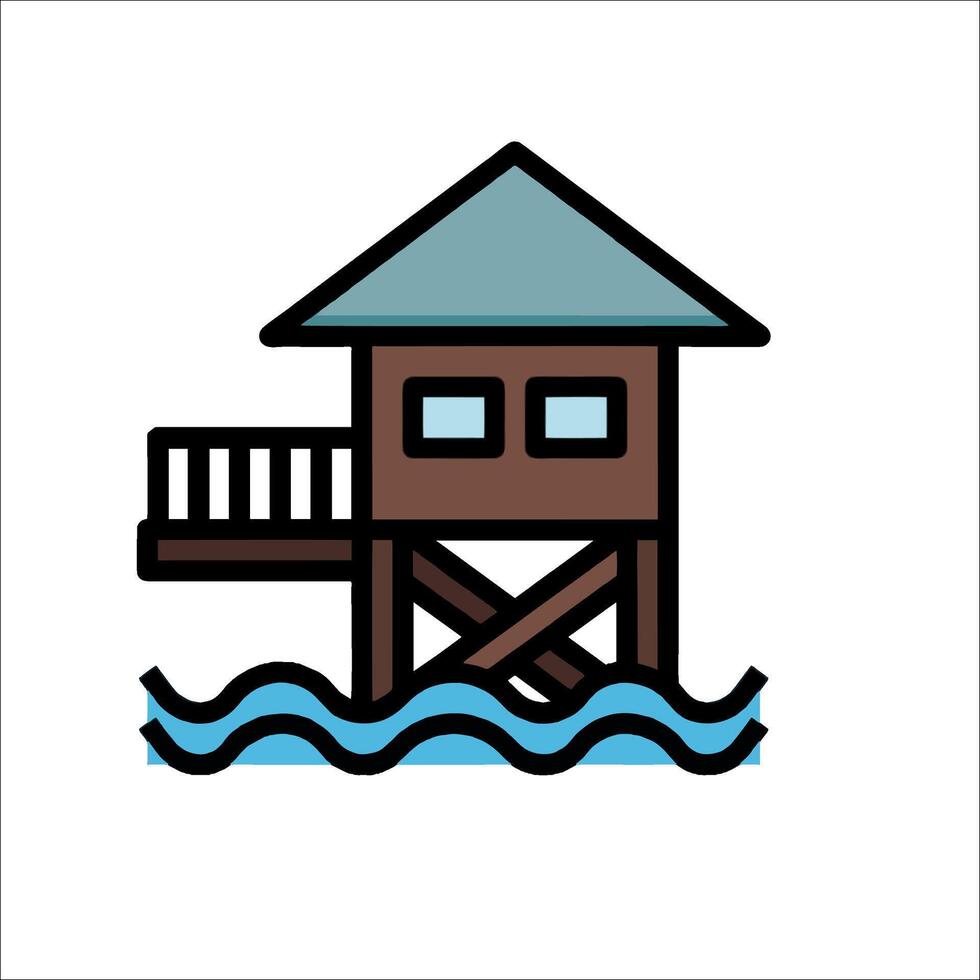 A house on the water icon vector
