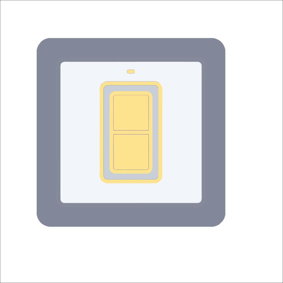 A square light switch with a yellow button vector