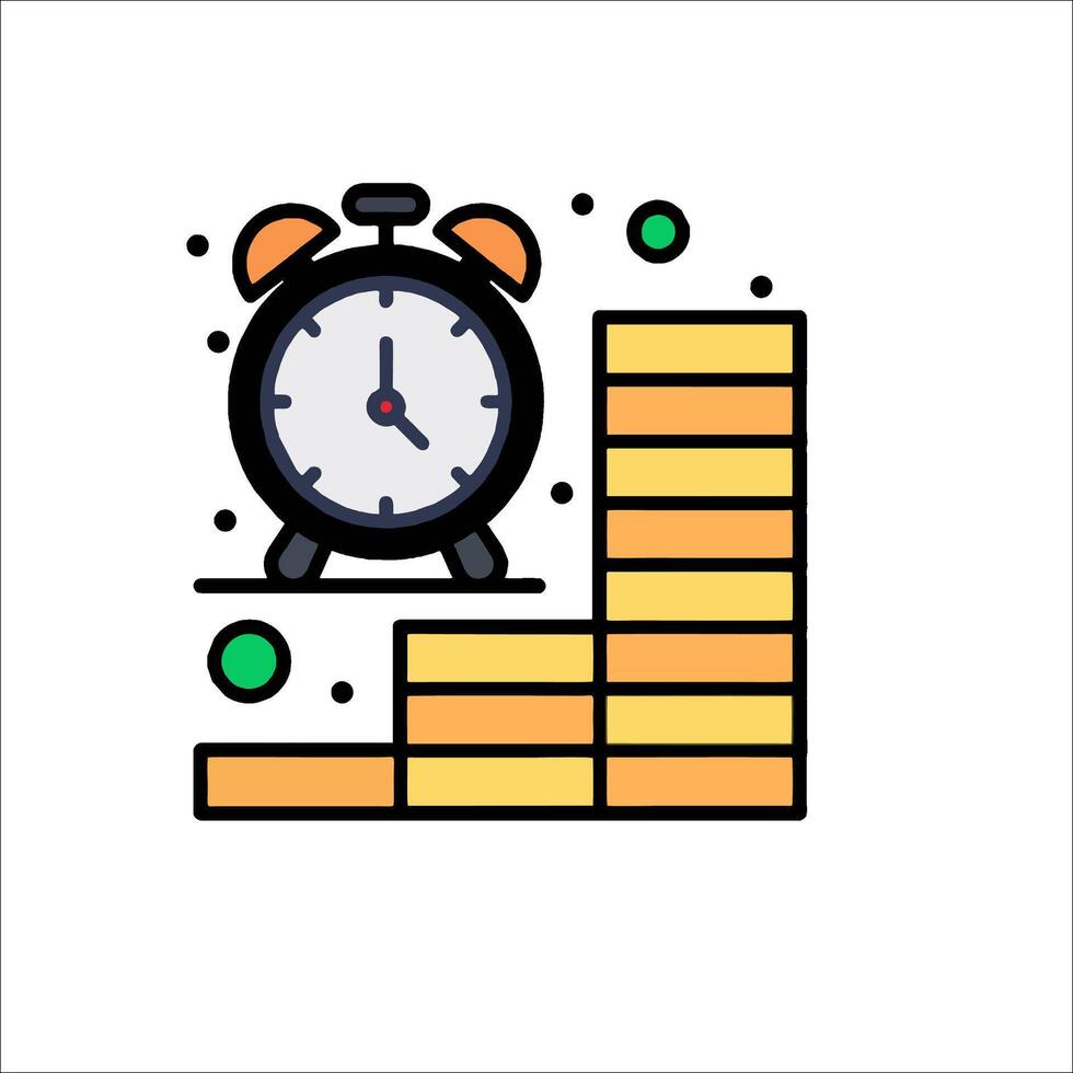 Time management icon with clock and stacks of money vector