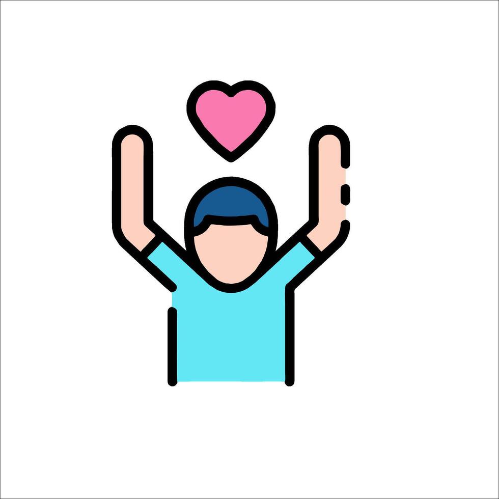 A man with a heart in his hand and a blue heart in his hand vector