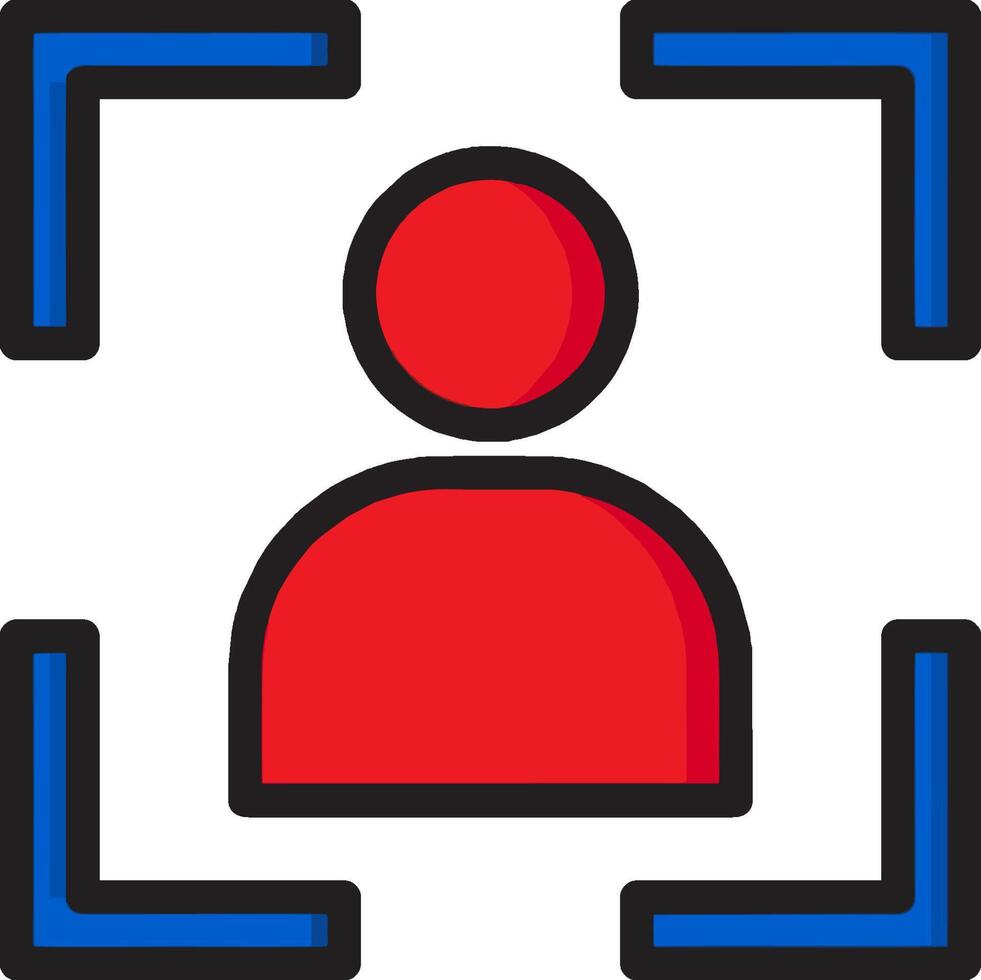 A red person in a blue square vector
