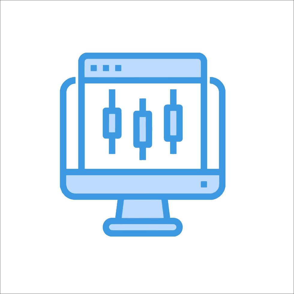A computer monitor with a bar graph on it vector