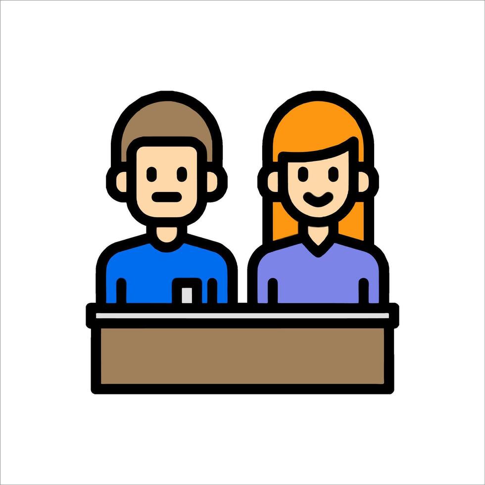 A man and woman sitting at a desk vector
