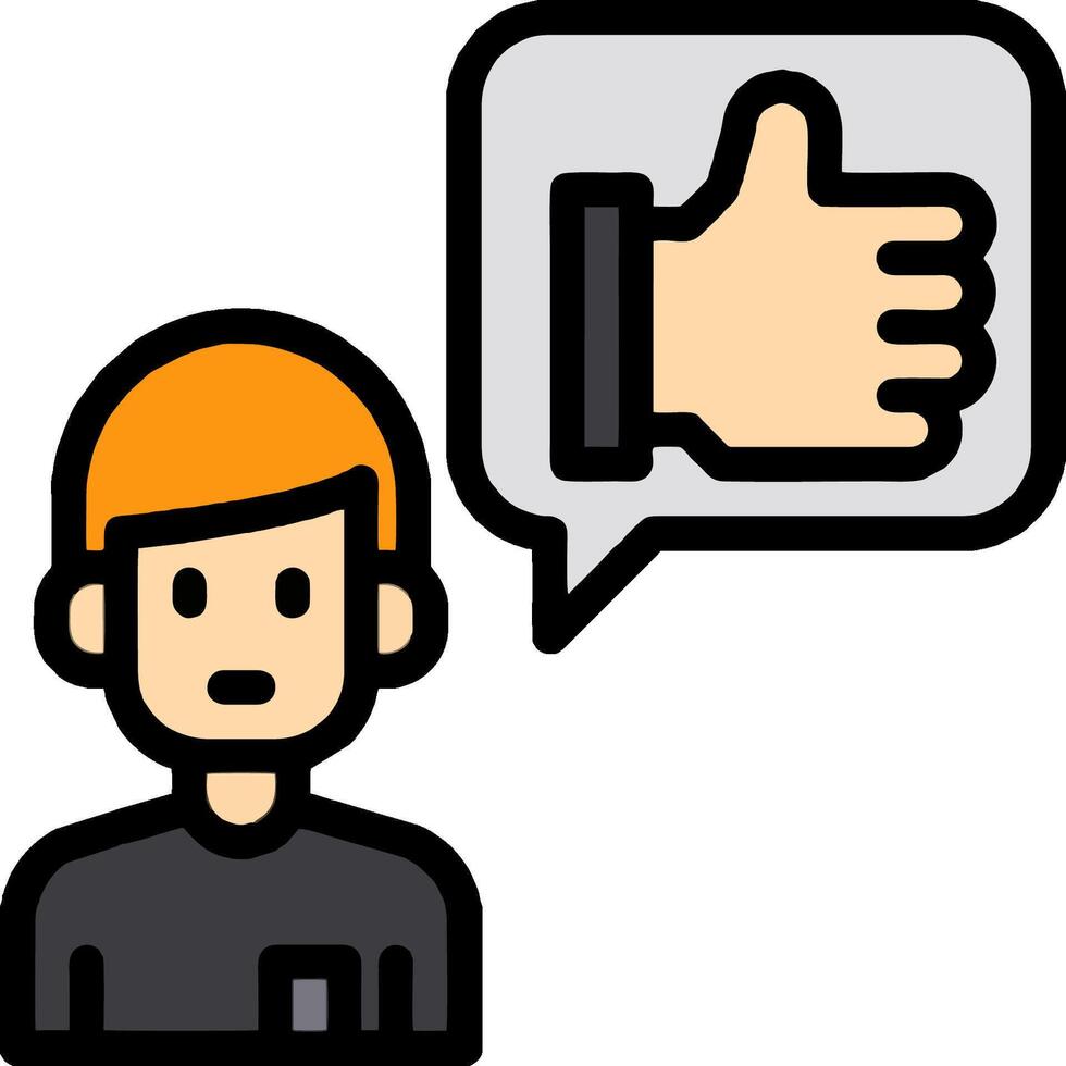 A man with a thumbs up sign and a speech bubble vector