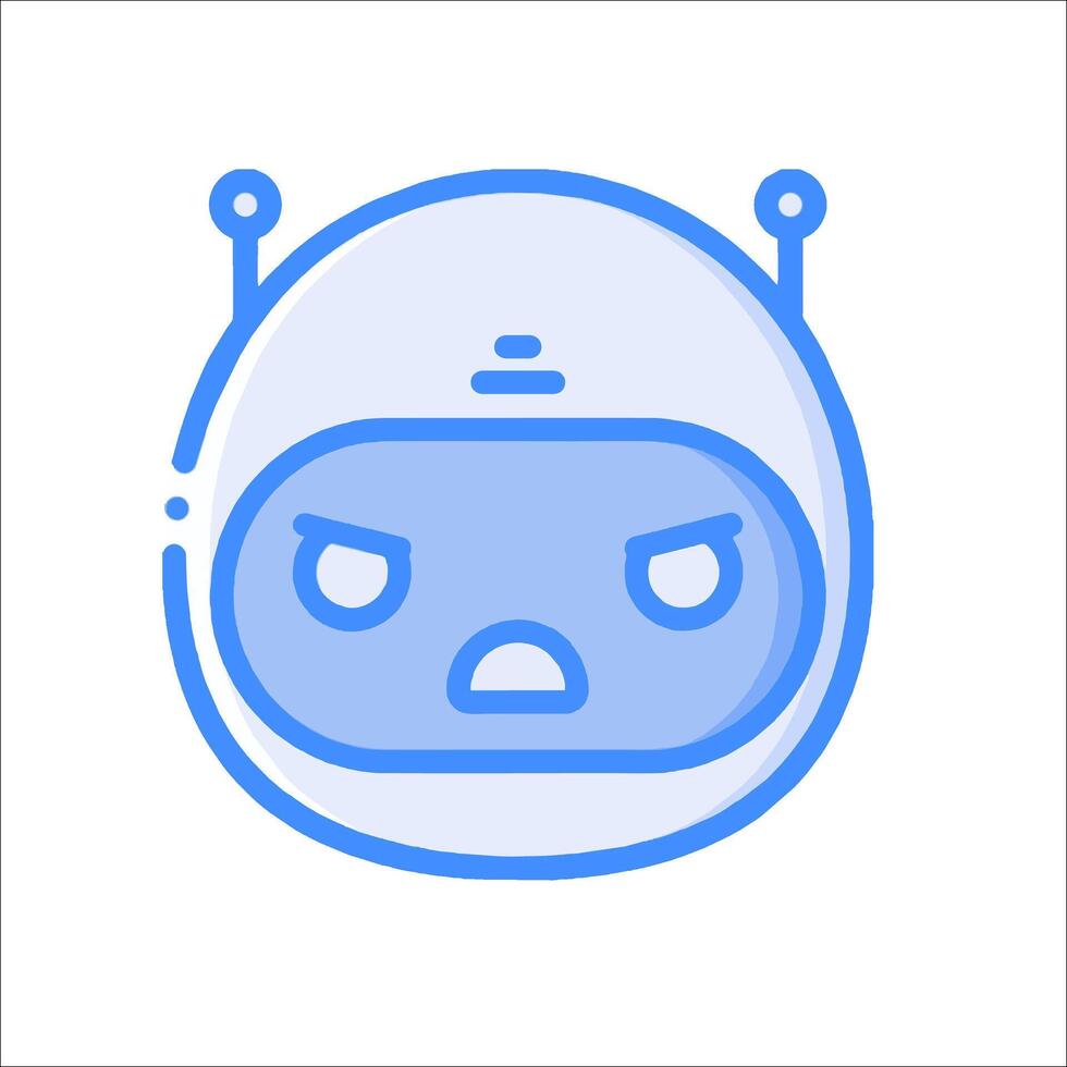 A robot head with an angry expression vector