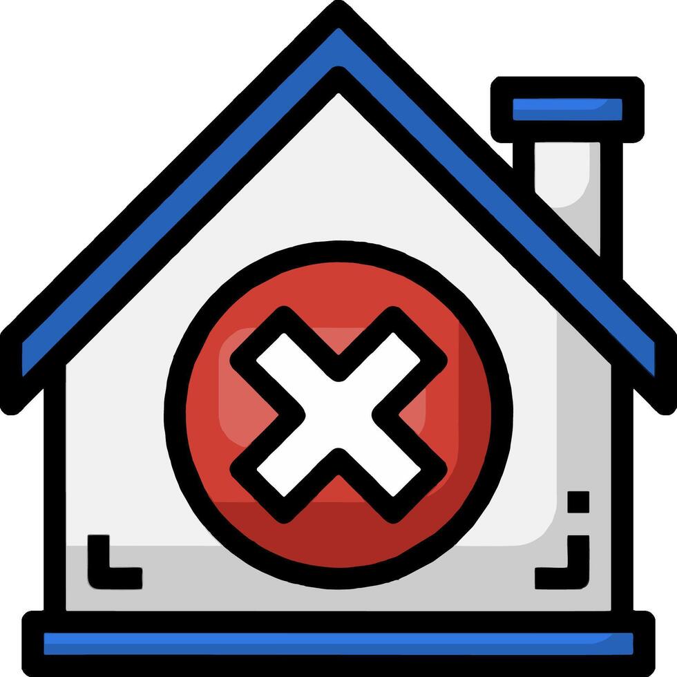 A house with an x symbol on it vector