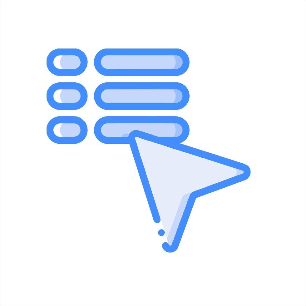 A blue arrow pointing to a button vector