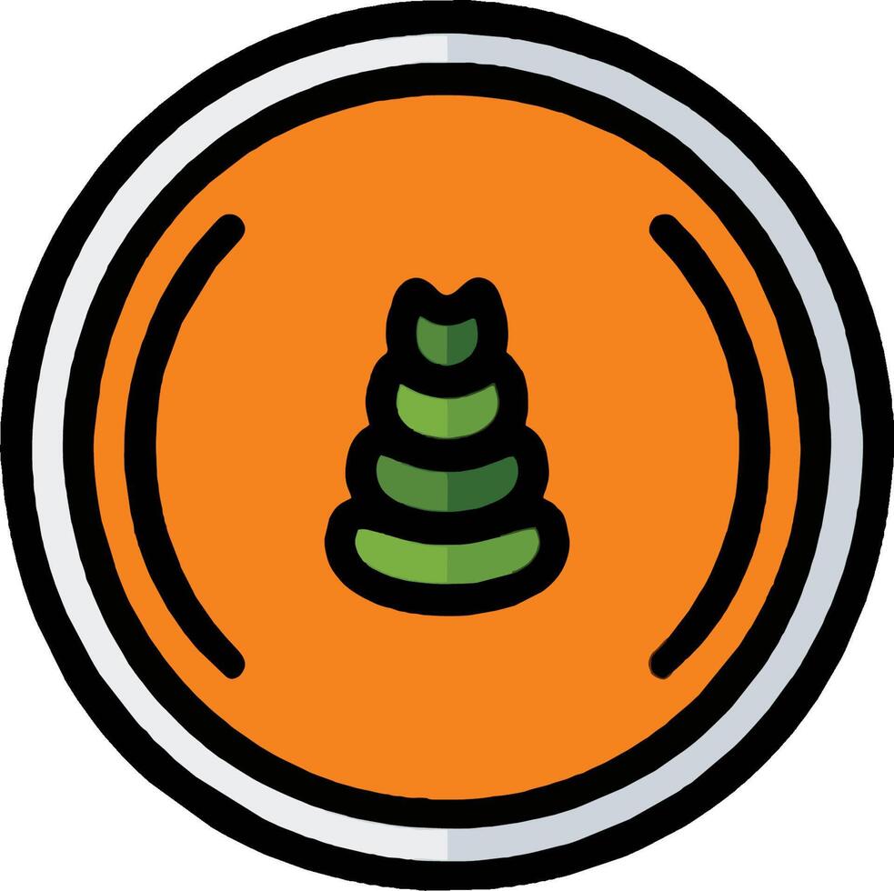 A green pine tree in an orange circle vector