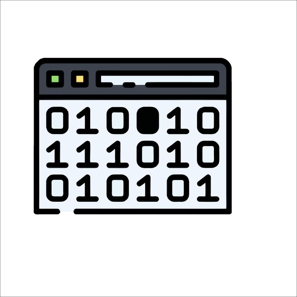 A computer with binary numbers on it vector