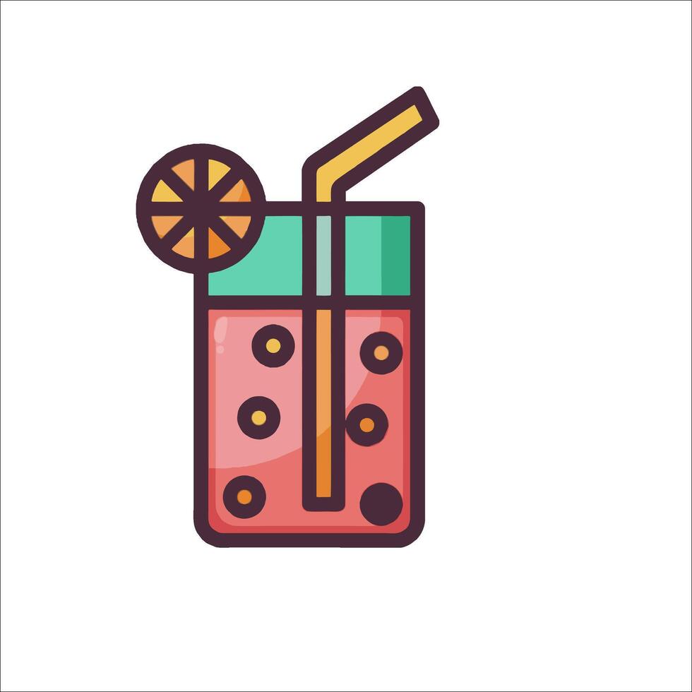 A drink with a straw and orange slice vector