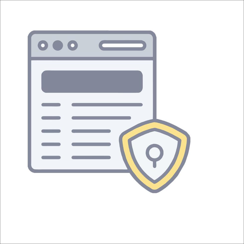 A website with a shield and a padlock icon vector