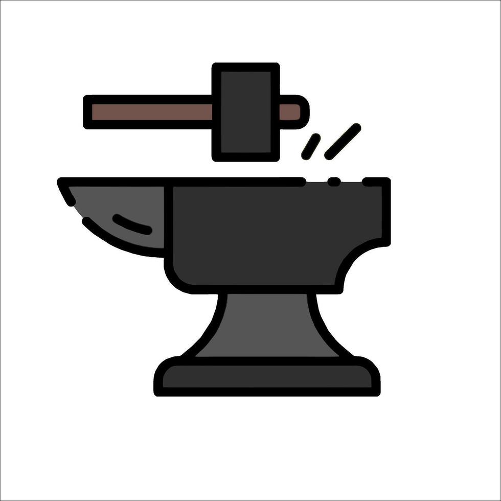 Anvil icon with hammer and anvil vector