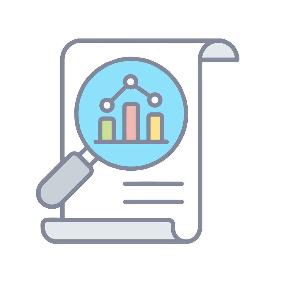 A magnifying glass is holding a graph on a paper vector