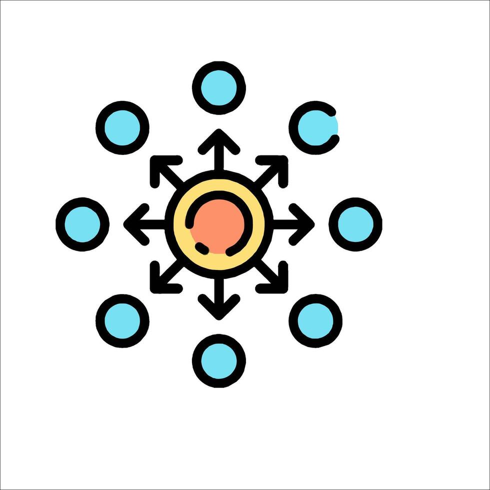 A circle with arrows pointing to it vector