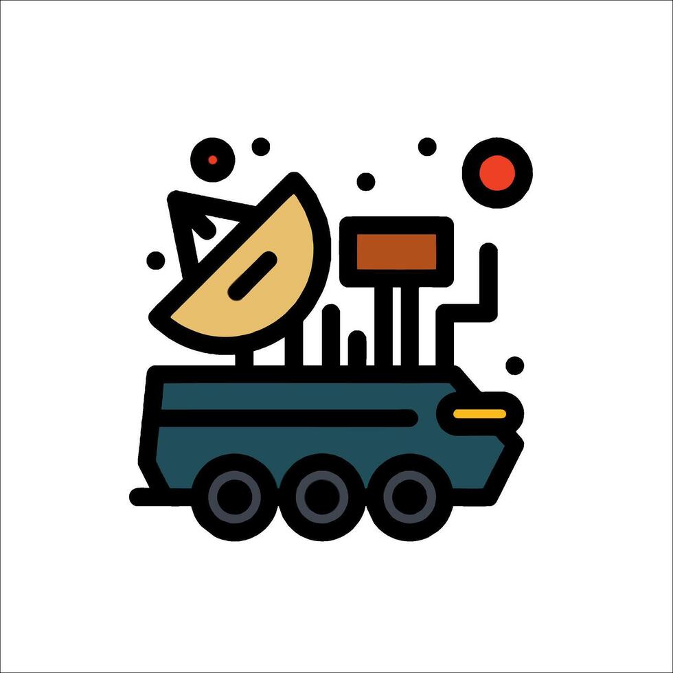 A cartoon image of a truck with a satellite on top vector