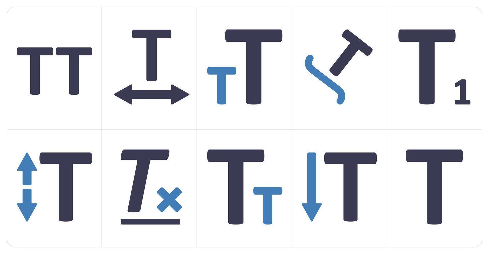 A set of 10 editing tools icons as capital letter, letter spacing, text size vector