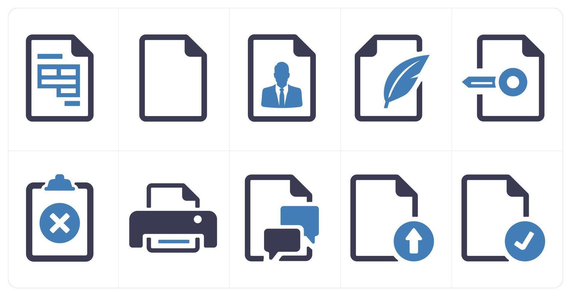 A set of 10 File icons as document, paper, horizontal document vector